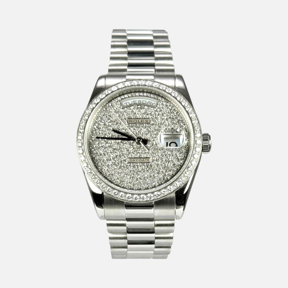 Rolex Day-Date 118346 Platinum Diamond Paved Dial 36 mm