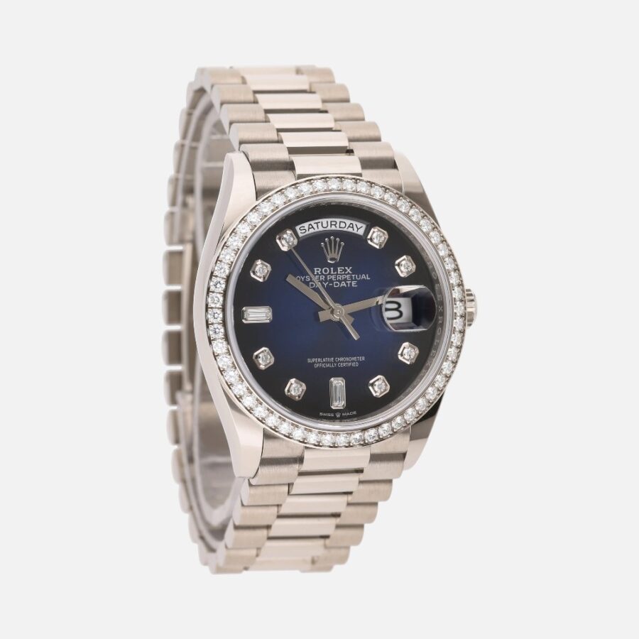 Rolex Day-Date 36 128349RBR White Gold Diamond Dial & Bezel