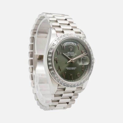 Rolex Day-Date 40 228396TBR Platinum Olive Green Hindu Arabic