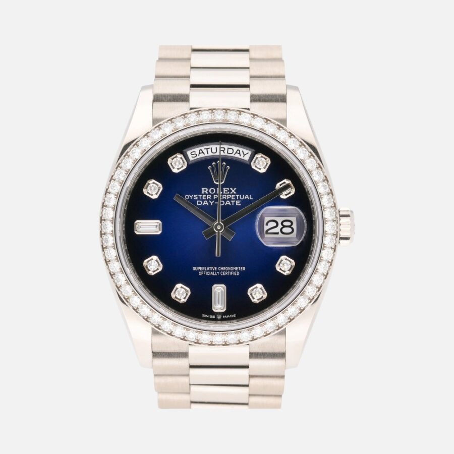98b6fc6acf184ac8838f1992ec29eb06 Rolex Day-Date 36 128349RBR White Gold Diamond Dial & Bezel