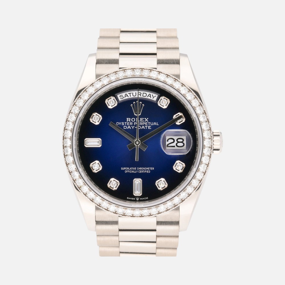 Rolex Day-Date 36 128349RBR White Gold Diamond Dial & Bezel
