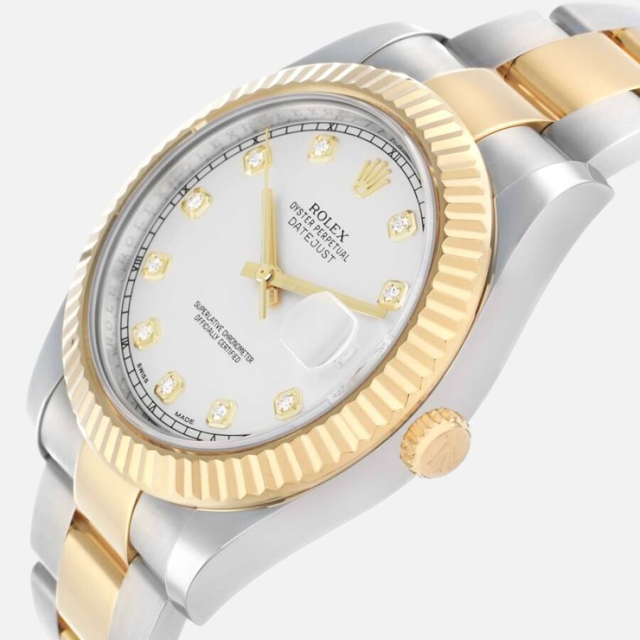 Rolex Datejust II 116333 Two-Tone Yellow Gold & Steel Silver Diamond Dial 41mm