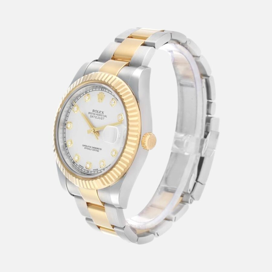 Rolex Datejust II 116333 Two-Tone Yellow Gold & Steel Silver Diamond Dial 41mm