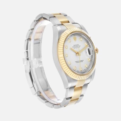 Rolex Datejust II 116333 Two-Tone Yellow Gold & Steel Silver Diamond Dial 41mm