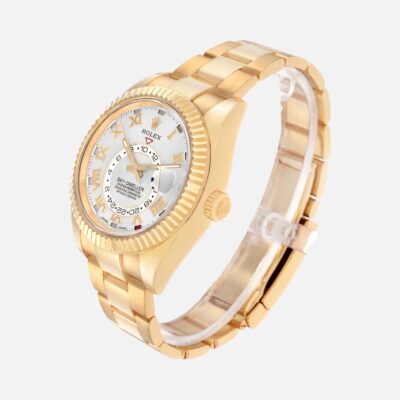 Rolex Sky-Dweller 326938 Yellow Gold Silver Roman Dial 42mm