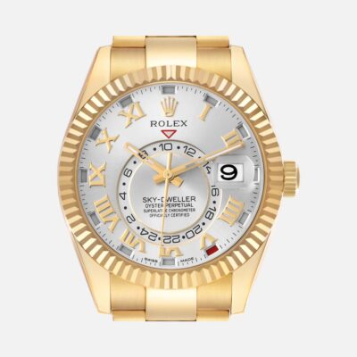 Rolex Sky-Dweller 326938 Yellow Gold Silver Roman Dial 42mm