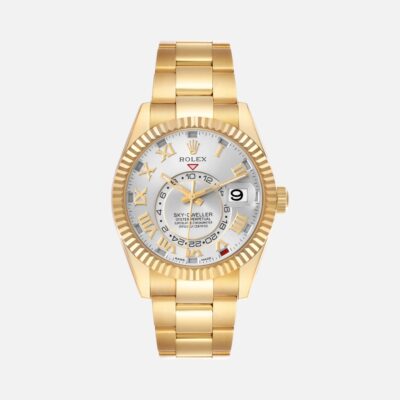 Rolex Sky-Dweller 326938 Yellow Gold Silver Roman Dial 42mm