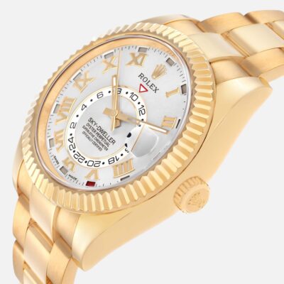 Rolex Sky-Dweller 326938 Yellow Gold Silver Roman Dial 42mm