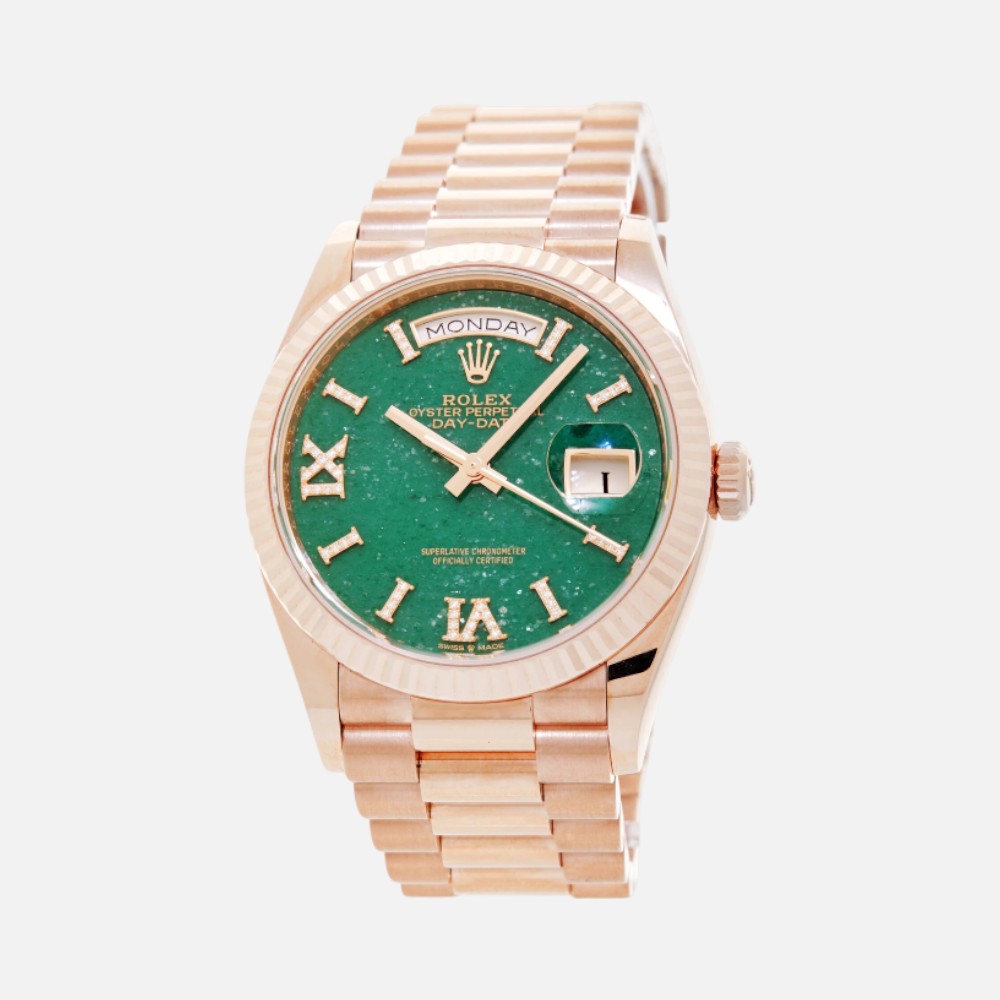 Rolex Day-Date 36 128235 Everose Gold Green Aventurine Diamond Dial