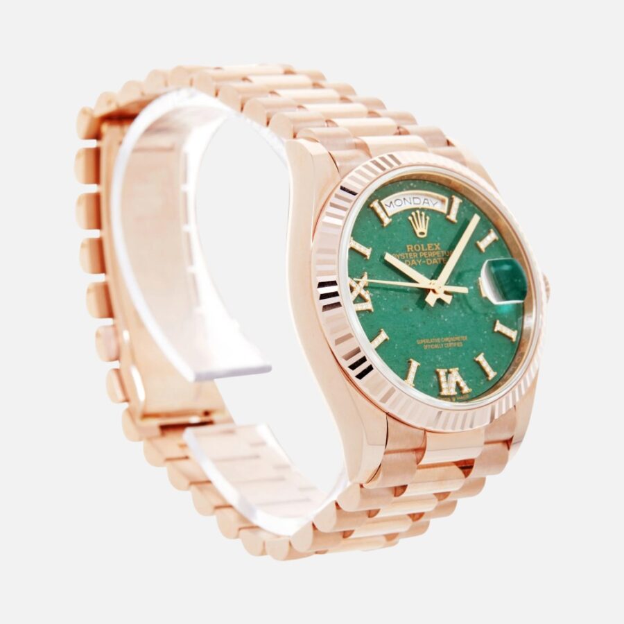 Rolex Day-Date 36 128235 Everose Gold Green Aventurine Diamond Dial