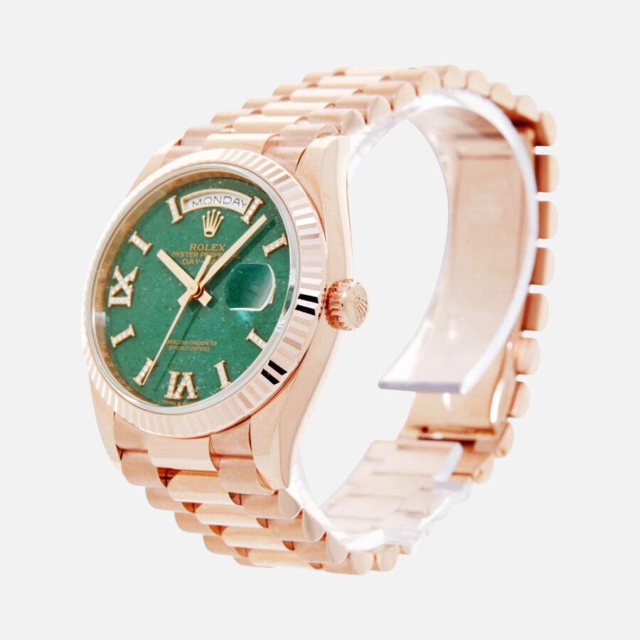 Rolex Day-Date 36 128235 Everose Gold Green Aventurine Diamond Dial