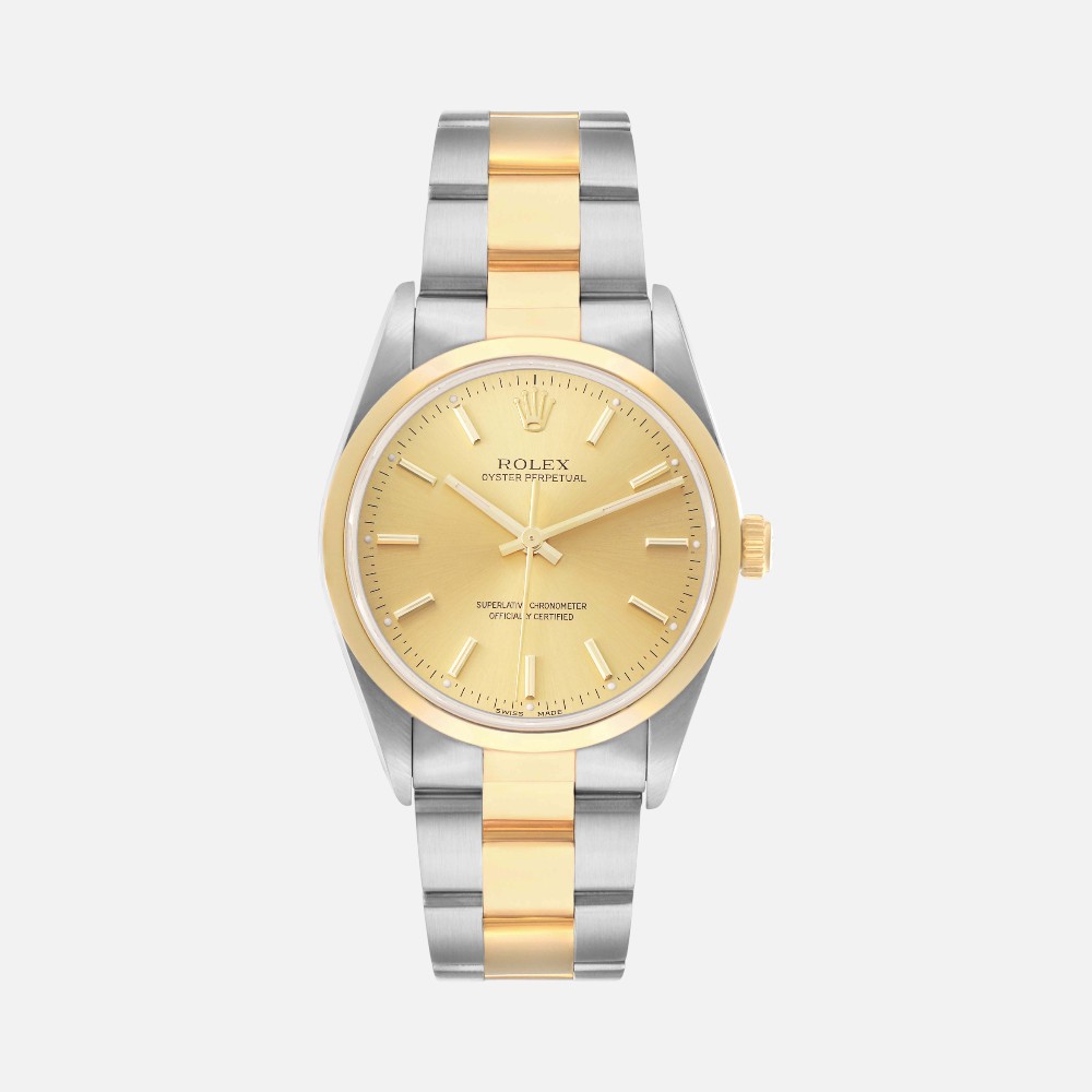 Rolex Oyster Perpetual 14203 Steel Yellow Gold Champagne Dial