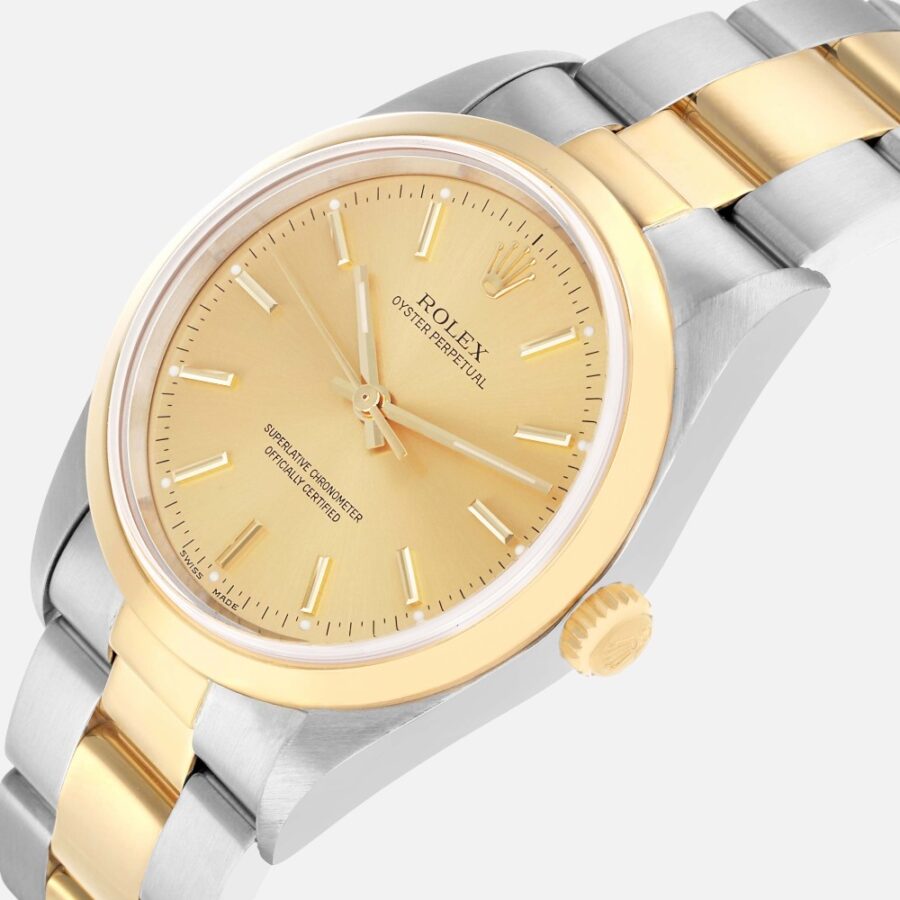 Rolex Oyster Perpetual 14203 Steel Yellow Gold Champagne Dial