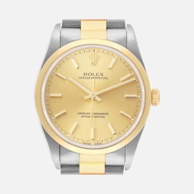 Rolex Oyster Perpetual 14203 Steel Yellow Gold Champagne Dial