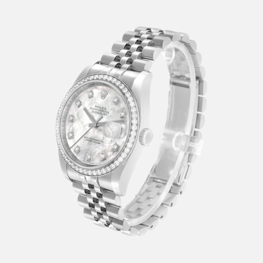 Rolex Datejust 116244 Steel & White Gold MOP Diamond Dial 36mm