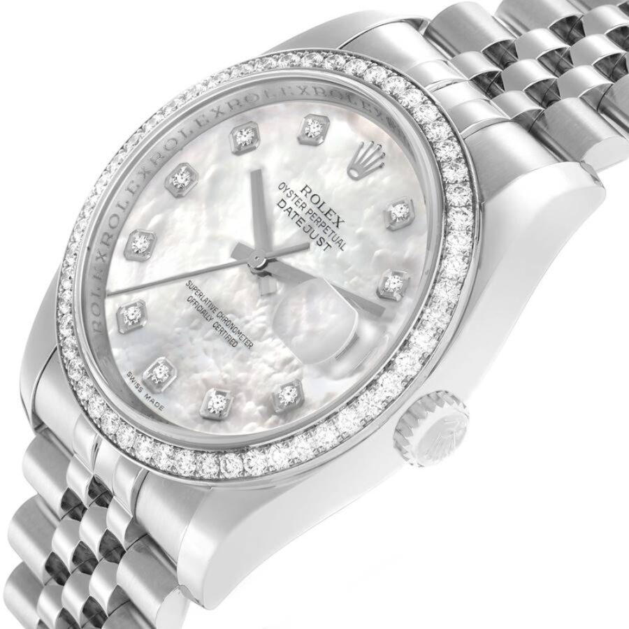 Rolex Datejust 116244 Steel & White Gold MOP Diamond Dial 36mm