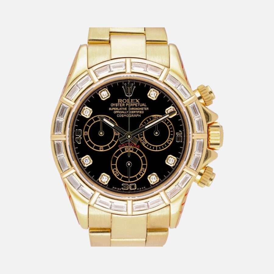 bvbxcxbb (3) Rolex Daytona 116568BR Yellow Gold Green Dial Gem Chronograph