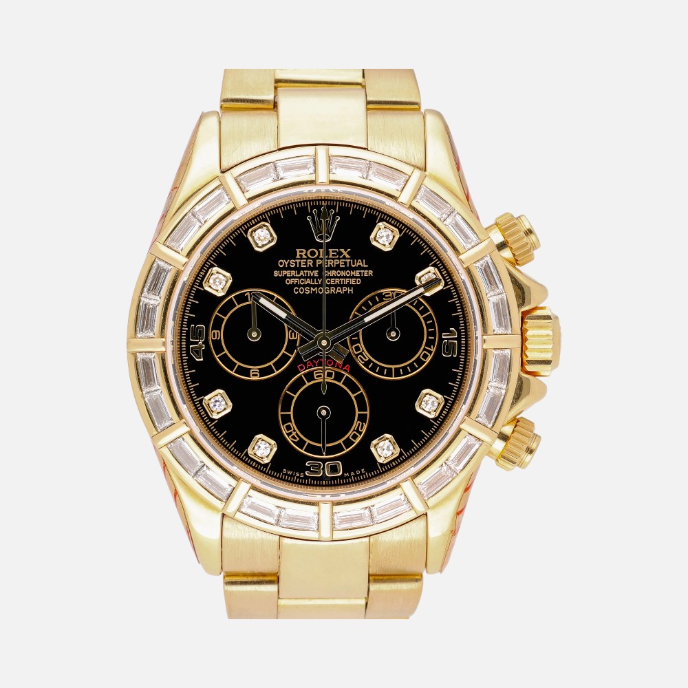 Rolex Daytona 116568BR Yellow Gold Green Dial Gem Chronograph