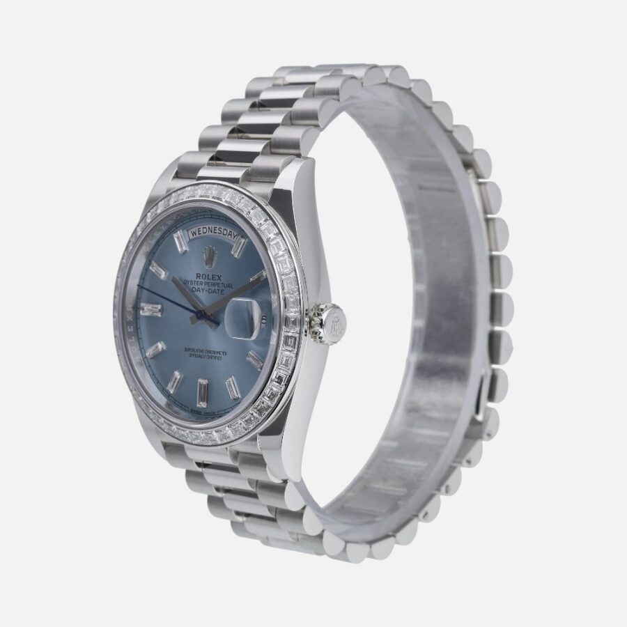 Rolex Day-Date 40 228396TBR Platinum Diamond Bezel Green Dial