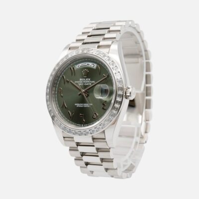 Rolex Day-Date 40 228396TBR Platinum Olive Green Hindu Arabic