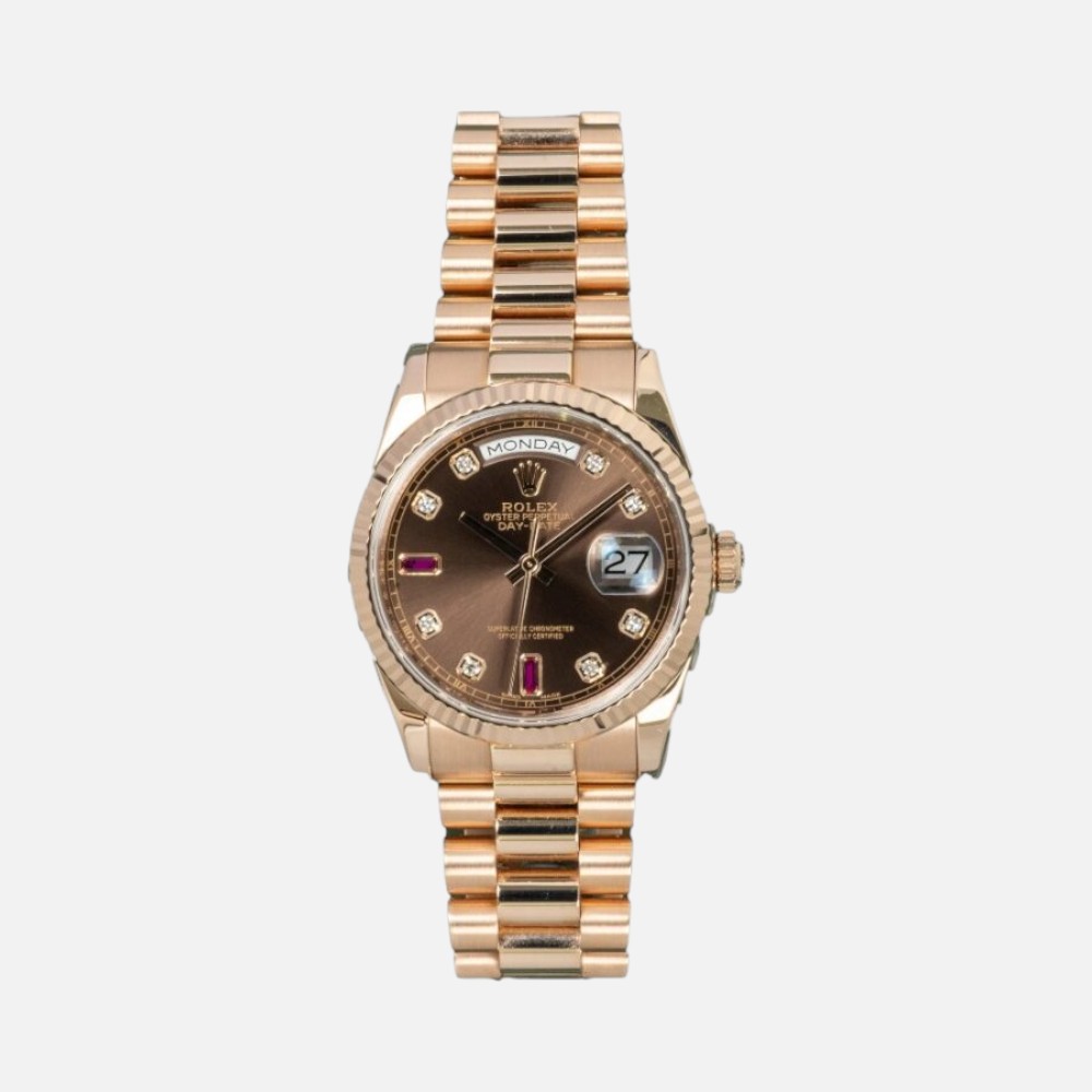 Rolex Day-Date 118235 Everose Gold Diamond Dial 36mm