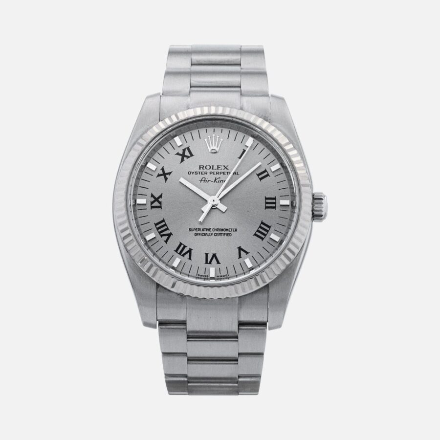 Rolex Air-King 114234 Stainless Steel with White Gold Bezel 34mm