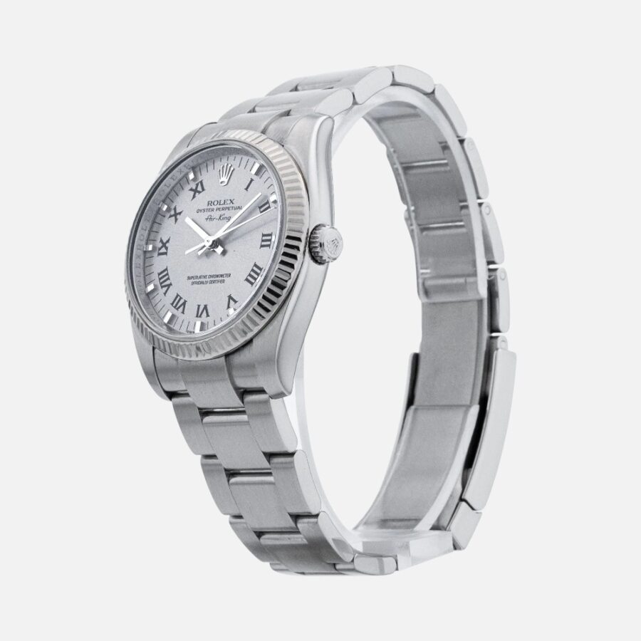 Rolex Air-King 114234 Stainless Steel with White Gold Bezel 34mm