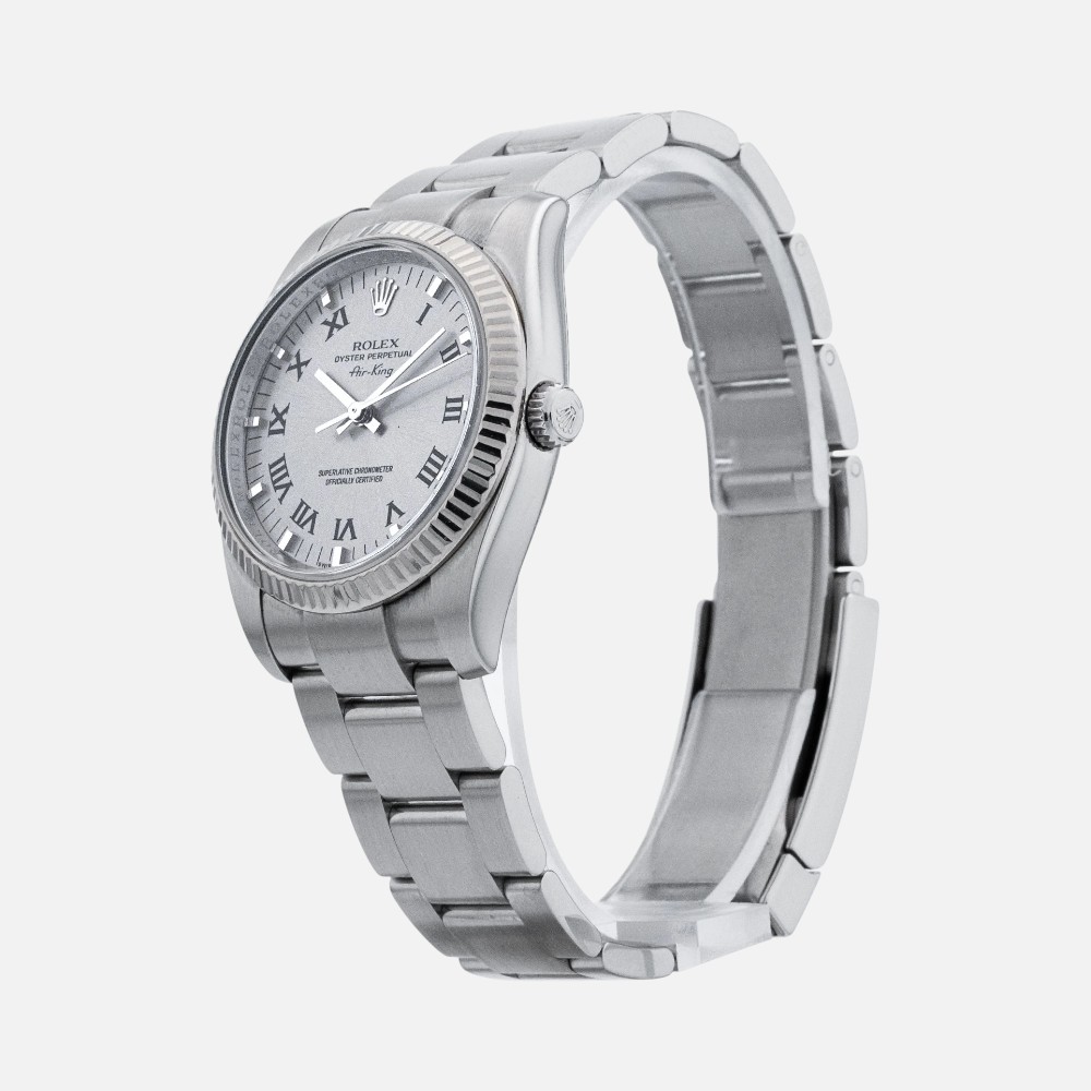 Rolex Air-King 114234 Stainless Steel with White Gold Bezel 34mm