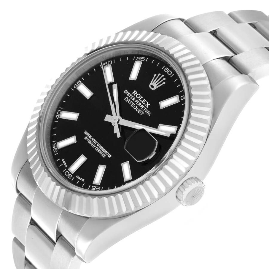 Rolex Datejust II 116334 Steel & White Gold Black Dial 41mm
