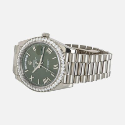 Rolex Day-Date 40 228349RBR White Gold Olive Green Roman Dial