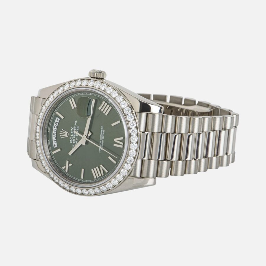 Rolex Day-Date 40 228349RBR White Gold Olive Green Roman Dial
