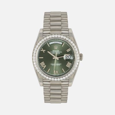 Rolex Day-Date 40 228349RBR White Gold Olive Green Roman Dial