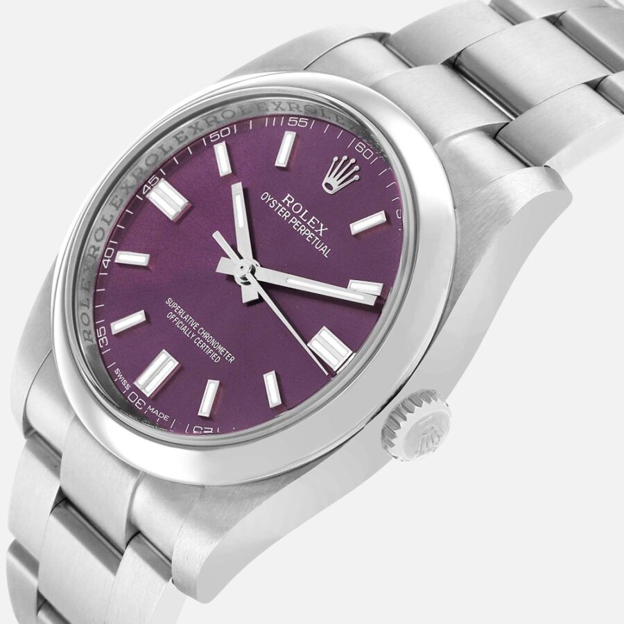 Rolex Oyster Perpetual 116000 Red Grape Dial 36mm Steel