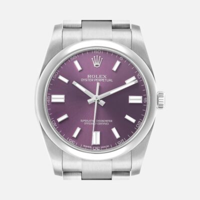Rolex Oyster Perpetual 116000 Red Grape Dial 36mm Steel