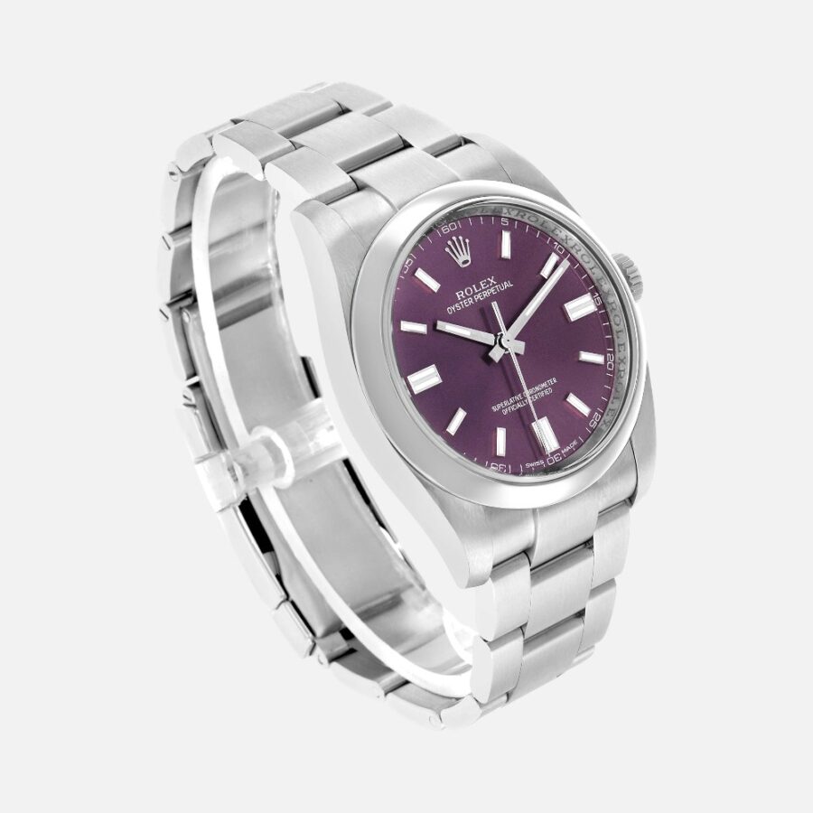 Rolex Oyster Perpetual 116000 Red Grape Dial 36mm Steel
