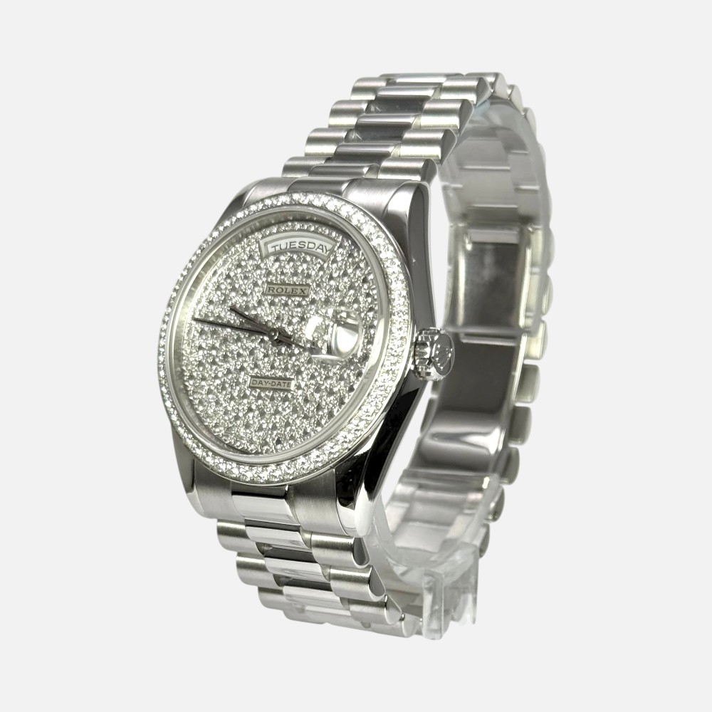 Rolex Day-Date 118346 Platinum Diamond Paved Dial 36 mm
