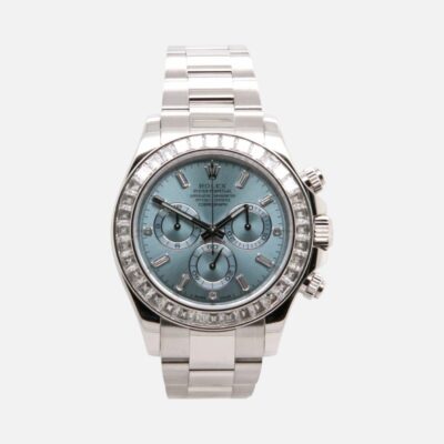 Rolex Daytona 116576TBR Platinum Blue Diamond Dial Diamond Bezel Chronograph
