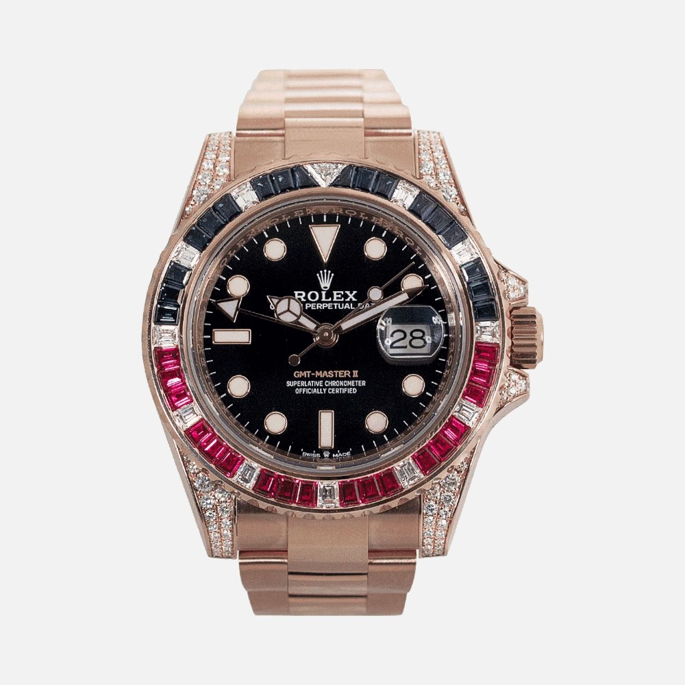 Rolex GMT-Master II 126755SARU Everose Gold SARU Gem-Set Bezel 40mm