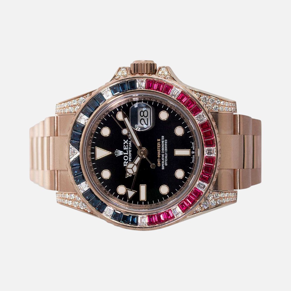 Rolex GMT-Master II 126755SARU Everose Gold SARU Gem-Set Bezel 40mm
