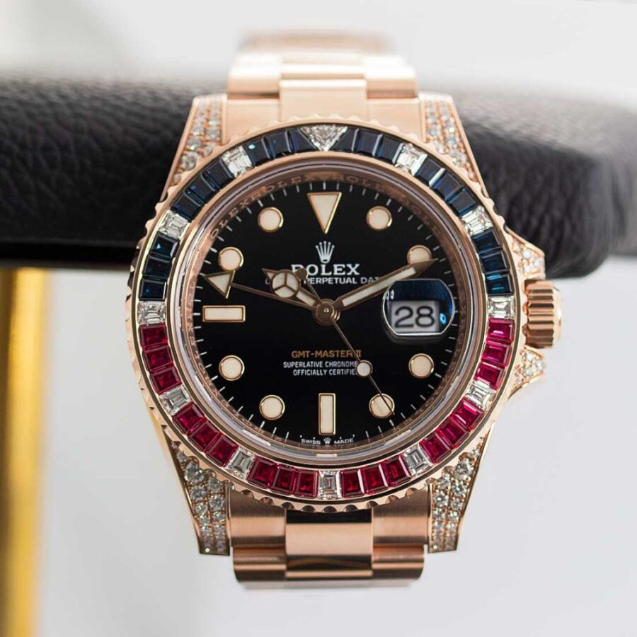 Rolex GMT-Master II 126755SARU Everose Gold SARU Gem-Set Bezel 40mm