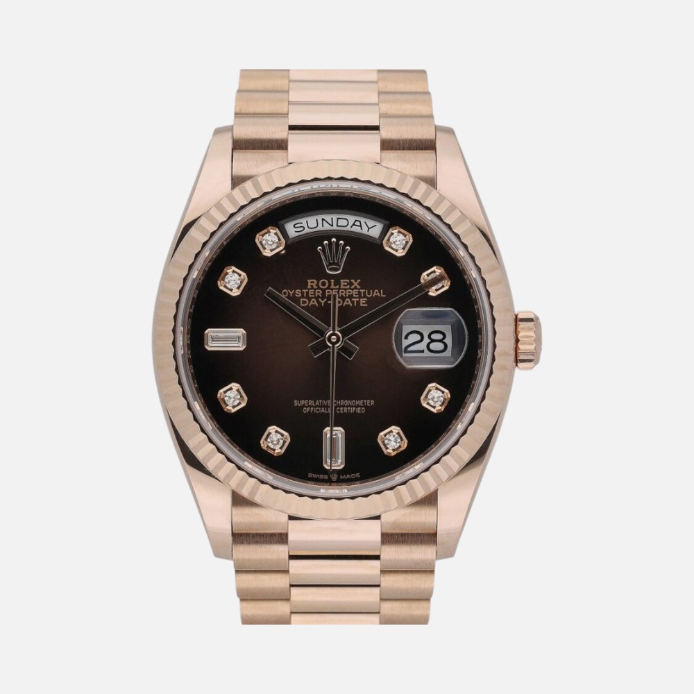 Rolex Day-Date 36 128235 Everose Gold Champagne Diamond Dial