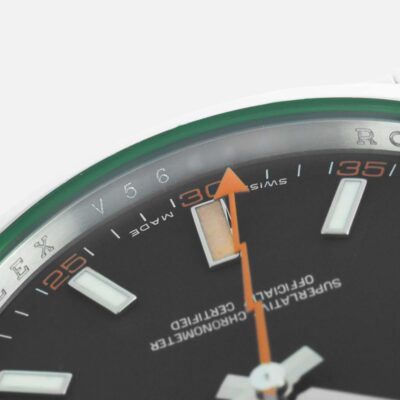 Rolex Milgauss 116400 GV Green Crystal Black Dial 40mm Steel