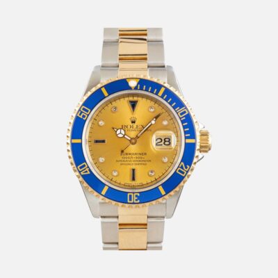 Rolex Submariner 16613 Champagne Serti Dial Two-Tone Steel Gold 40mm