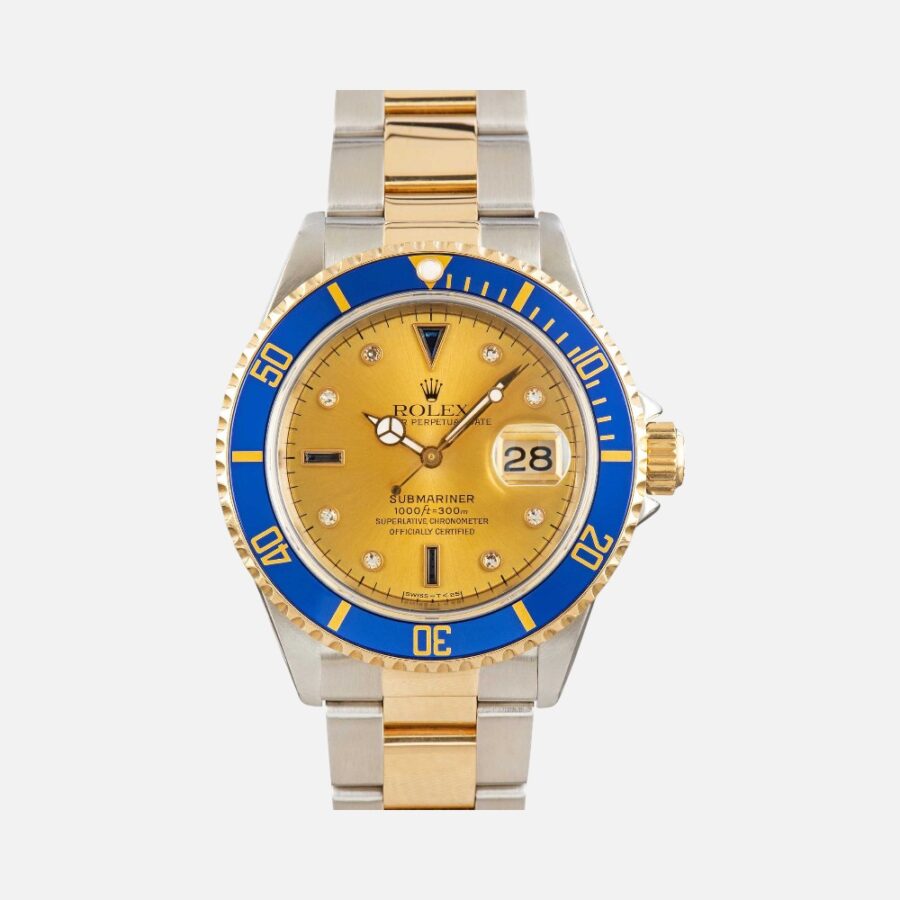 iudcubfl (1) Rolex Submariner 16613 Champagne Serti Dial Two-Tone Steel Gold 40mm
