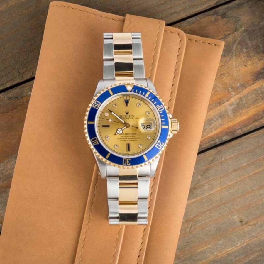 Rolex Submariner 16613 Champagne Serti Dial Two-Tone Steel Gold 40mm