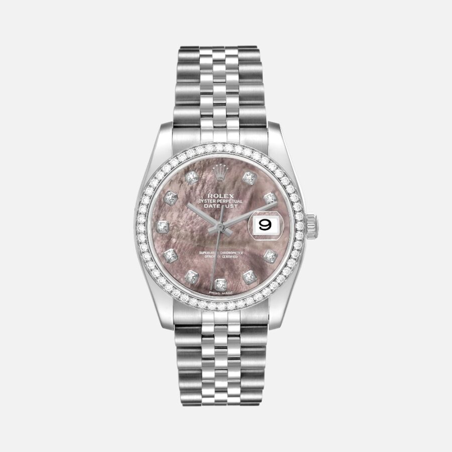 jhgtyjtfgbuytsv (6) Rolex Datejust 116244 MOP Diamond Dial Steel White Gold 36mm