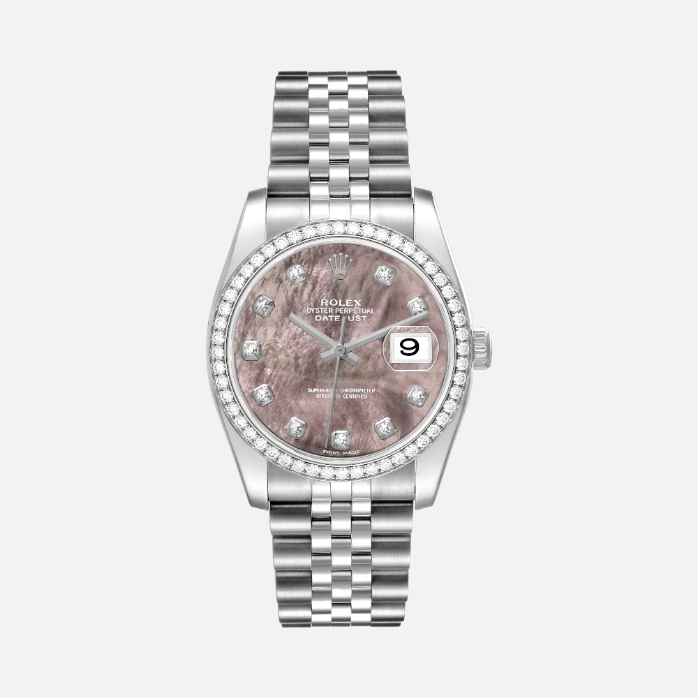 Rolex Datejust 116244 MOP Diamond Dial Steel White Gold 36mm