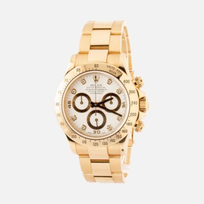Rolex Daytona 116528 White Diamond Dial Yellow Gold Chronograph