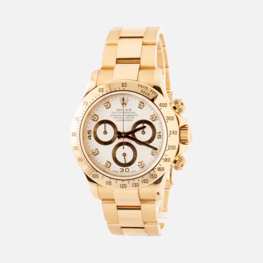 Rolex Daytona 116528 White Diamond Dial Yellow Gold Chronograph
