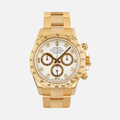 Rolex Daytona 116528 White Diamond Dial Yellow Gold Chronograph